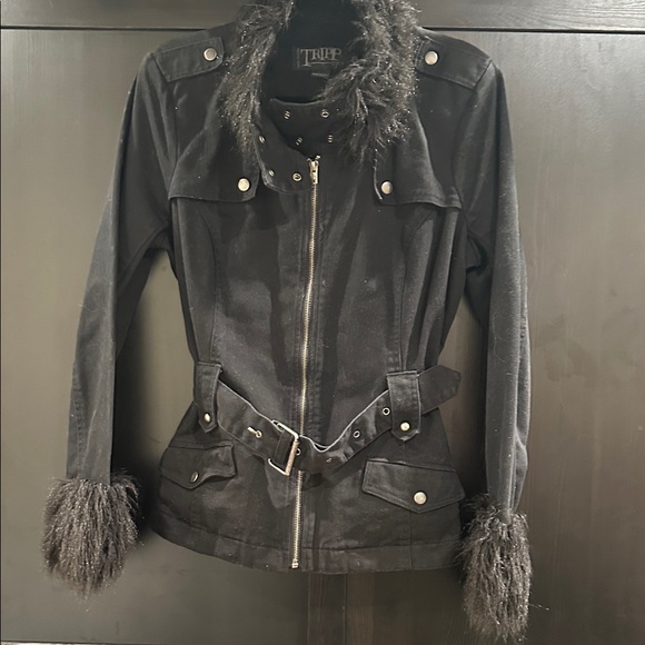 Tripp nyc Jackets & Blazers - Tripp nyc Black faux Fur-Trimmed Utility Jacket.      Daang Goodman